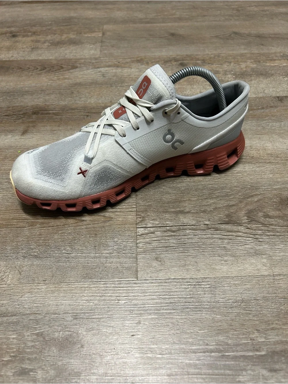 On Running Men's Cloudboom Athletic Shoes - Cream with Rust Accents